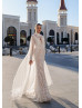 Beaded Ivory Lace Tulle Wedding Dress With Cape